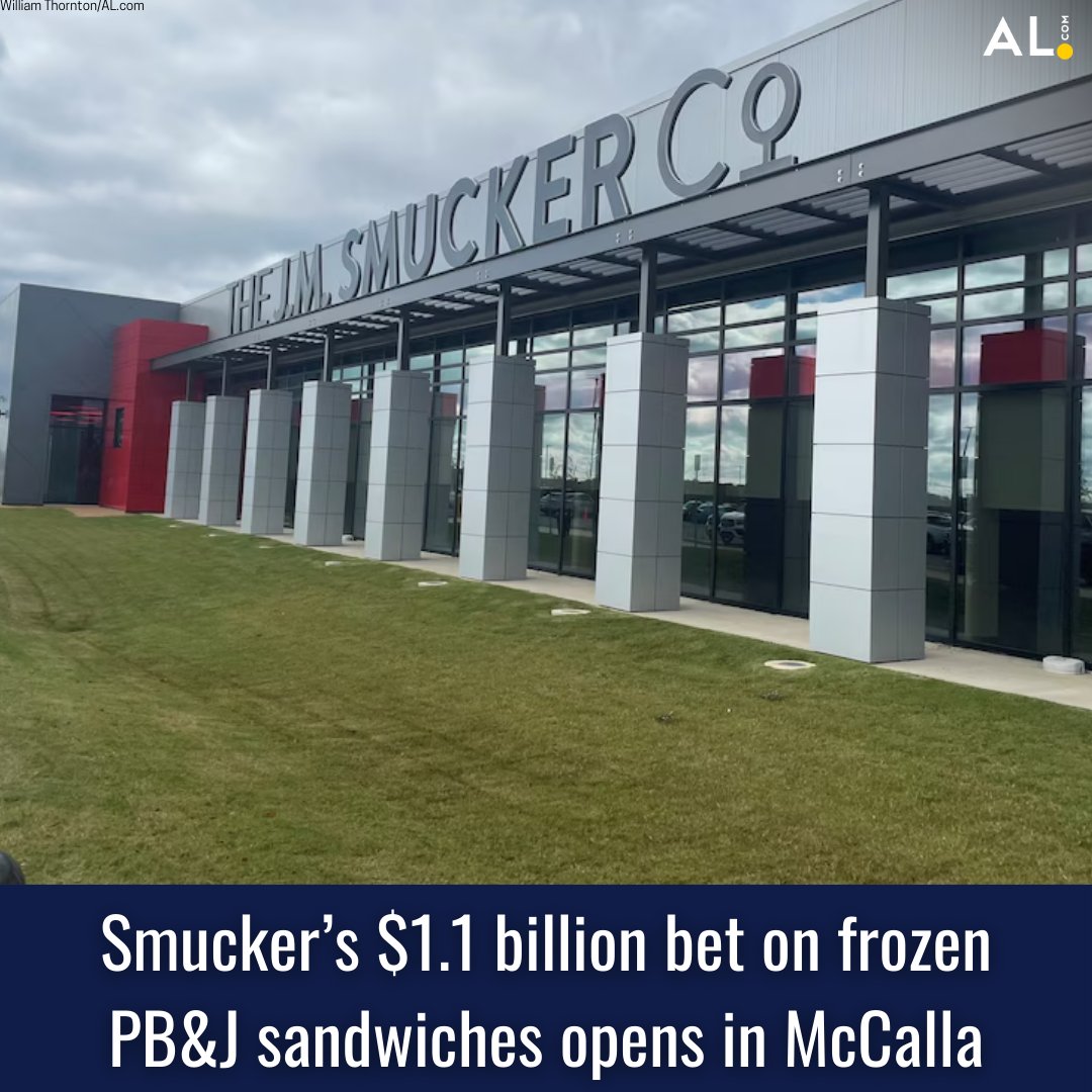 aldotcom's tweet image. Does your family eat Uncrustables? 🥜

The McCalla factory is a marvel, with a sprinkler system 41 miles long, and the largest gas-powered single-line bakery in North America.

More: al.com/news/birmingha…
