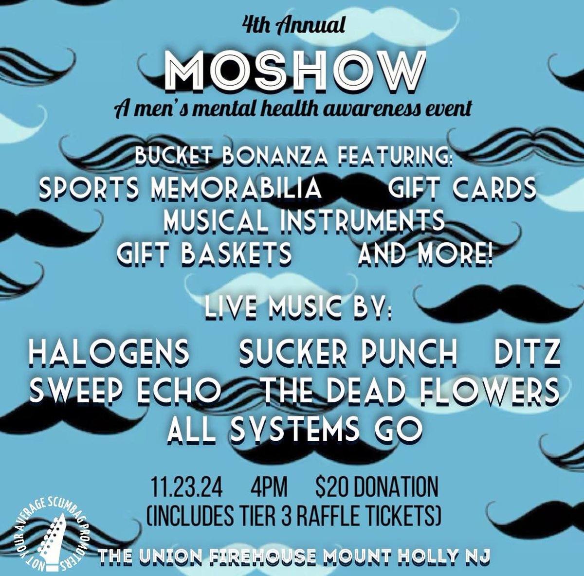 Sucker Punch (@suckerpunch_ec) on Twitter photo UP NEXT πΊπ»
We're playing this awesome benefit show with our good friends to raise money for <a href="/Movember/">Movember USA</a>
Come hangout, score some prizes, listen to some β¨NEWβ¨ music, all while supporting a great cause
See you there! UP NEXT πΊπ»
We're playing this awesome benefit show with our good friends to raise money for <a href="/Movember/">Movember USA</a>
Come hangout, score some prizes, listen to some β¨NEWβ¨ music, all while supporting a great cause
See you there!