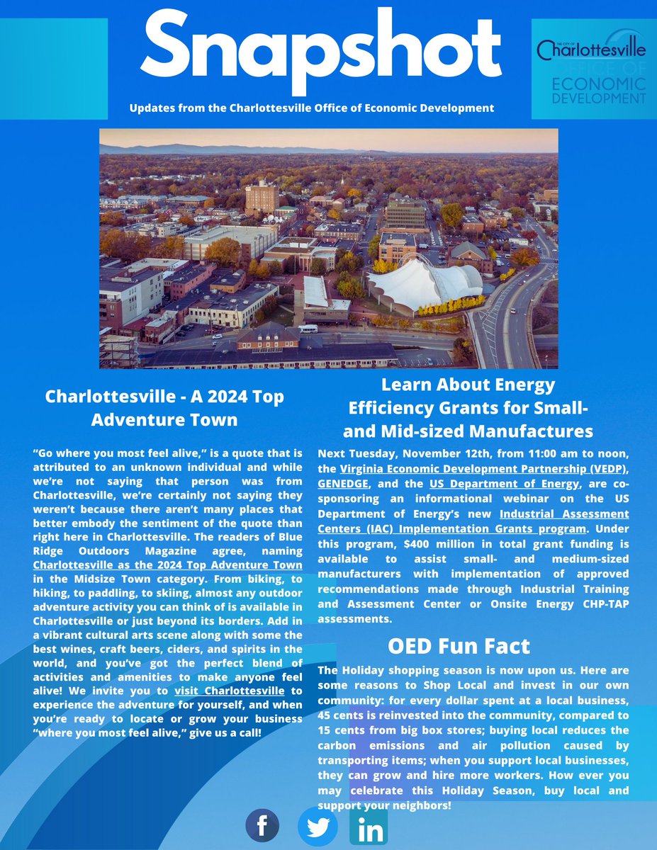 Read all the latest information from your friendly OED staff: charlottesville.gov/201/Economic-D…