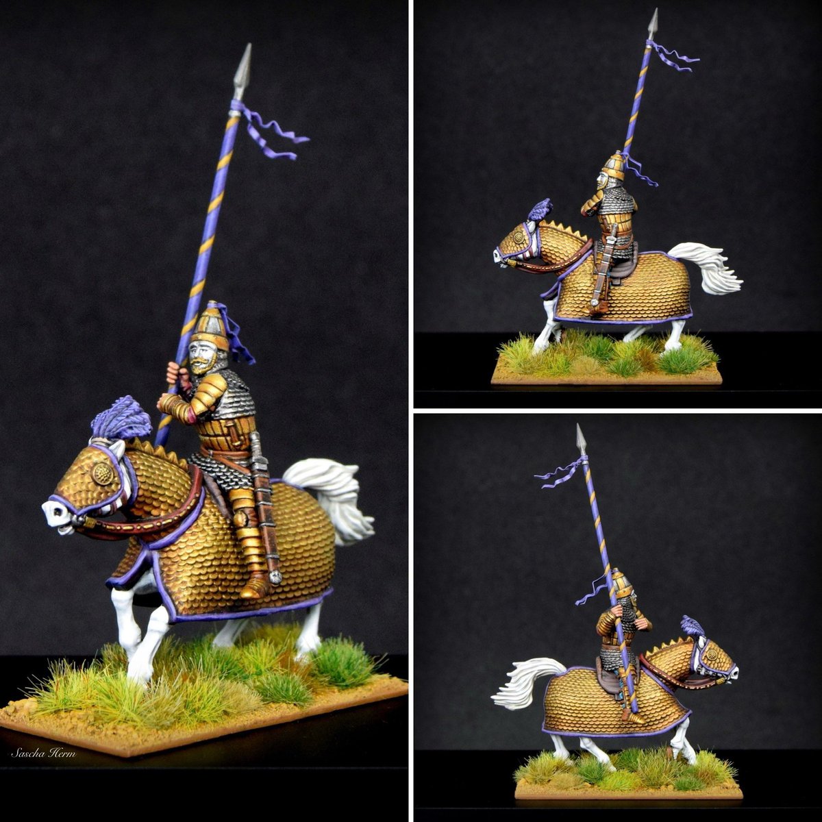 SaschaHerm's tweet image. 28mm Late Roman, heavy armoured Cataphract leader 
🖌🖌🖌

(The last one out of a unit of sixteen cavalry) 🐎

#PaintingMiniatures #MiniaturePainting #DarkAges