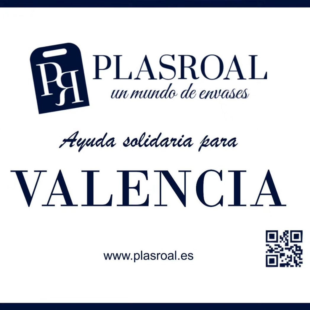 plasroal's tweet photo. 🆘| AYUDA PARA VALENCIA

Desde Plasroal hemos decidido donar nuestros envases. 

Queremos ayudar en lo posible a toda esa gente que se está moviendo para que no falte comida en las poblaciones que se han visto afectadas por las inundaciones.

"Si no haces nada, no ocurre nada” https://t.co/q9SErvHtJ2