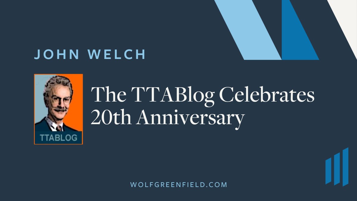 Congratulations to John Welch from our Trademark &amp; Copyright Practice on the 20th anniversary of his blog, <a href="/TTABlog/">TTABlog</a>! Since launching in 2004, John’s blog has featured over 5,600 posts. Check it out here: hubs.ly/Q02Xy51g0