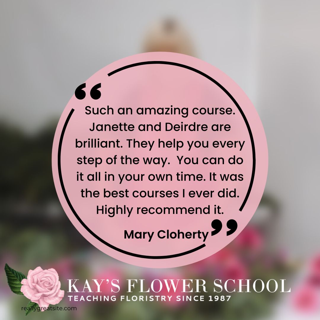 Have you done other flower courses but felt like something was missing? Join us for our upcoming Module 1 Flower Course starting November 11th, 2024, 

Ready to take the next step in your floral journey?  Book now

Email me at info@kaysflowerschool.com