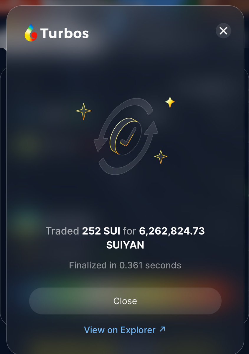 Deadass completed a transaction on $Sui via <a href="/Turbos_finance/">Turbos Finance</a> in 0.3secs. 

You won’t find these transactions speed on any other chain!!!

DEXes, Memes, Protocols, Users etc- now is the time to SWITCH TO $SUI.