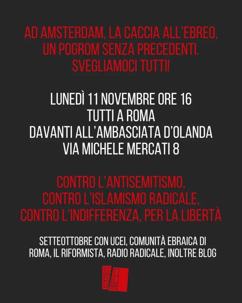 in_oltre's tweet image. La caccia all’ebreo scatenata ad Amsterdam contro i tifosi del Maccabi è un pogrom senza precedenti in Europa dalla Seconda guerra mondiale, proprio nella città di Anna Frank.

È vitale per l’Europa denunciare la vergogna di un’informazione che traveste da “scontri tra ultras” un…