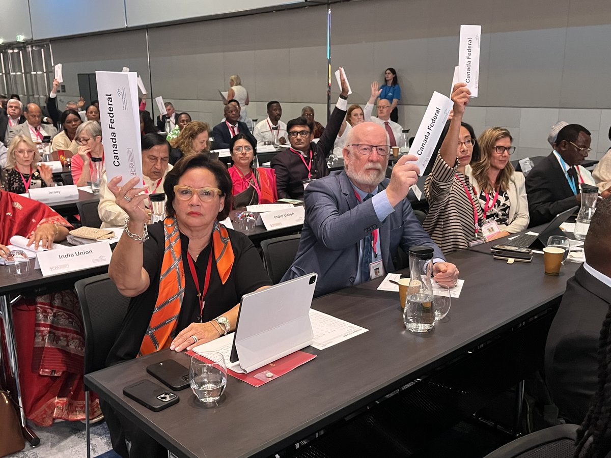 ParlDiplomacy's tweet photo. #CCOM represented Canada at the #67CPC General Assembly, where delegates discussed @CPA_Secretariat membership and governance and elected Zambia’s Christopher Kalila 🇿🇲 as Chair https://t.co/811O3gghS3