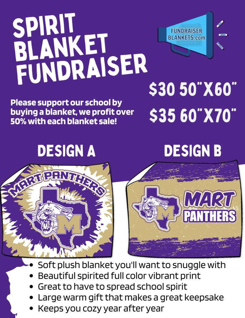 Today is the last day for Spirit Blanket Orders, the store closes at 8pm. 

Class of 2027 appreciates your support!

martisd.revtrak.net/fundraisers/