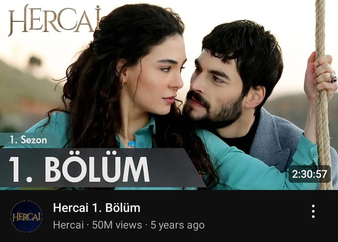 Ebru Şahin ve Akın Akınözü'nün başrol paylaştığı "Hercai" dizisinin ilk bölümü Youtube'da 50 milyon izlenmeye ulaştı 💥