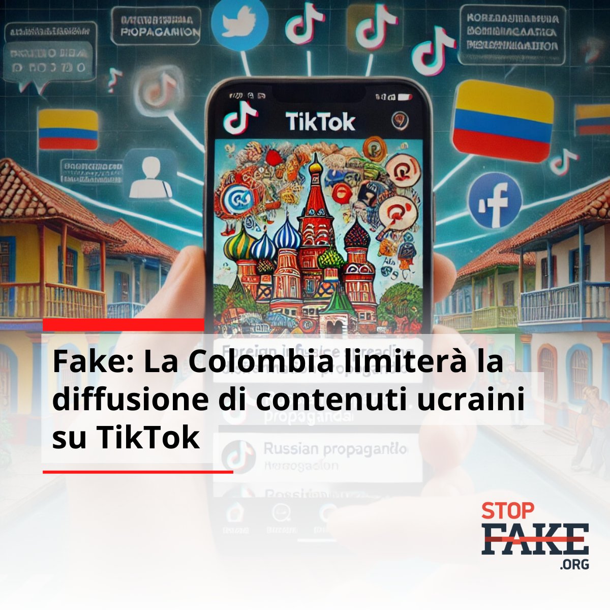 StopFakeItalian's tweet photo. Il governo colombiano prevede di limitare la diffusione di video su #TikTok provenienti dall’Ucraina — un servizio giornalistico con queste informazioni sta circolando nel segmento pro-russo della rete. https://t.co/L2VIncvuHj https://t.co/oit6QfaIjH