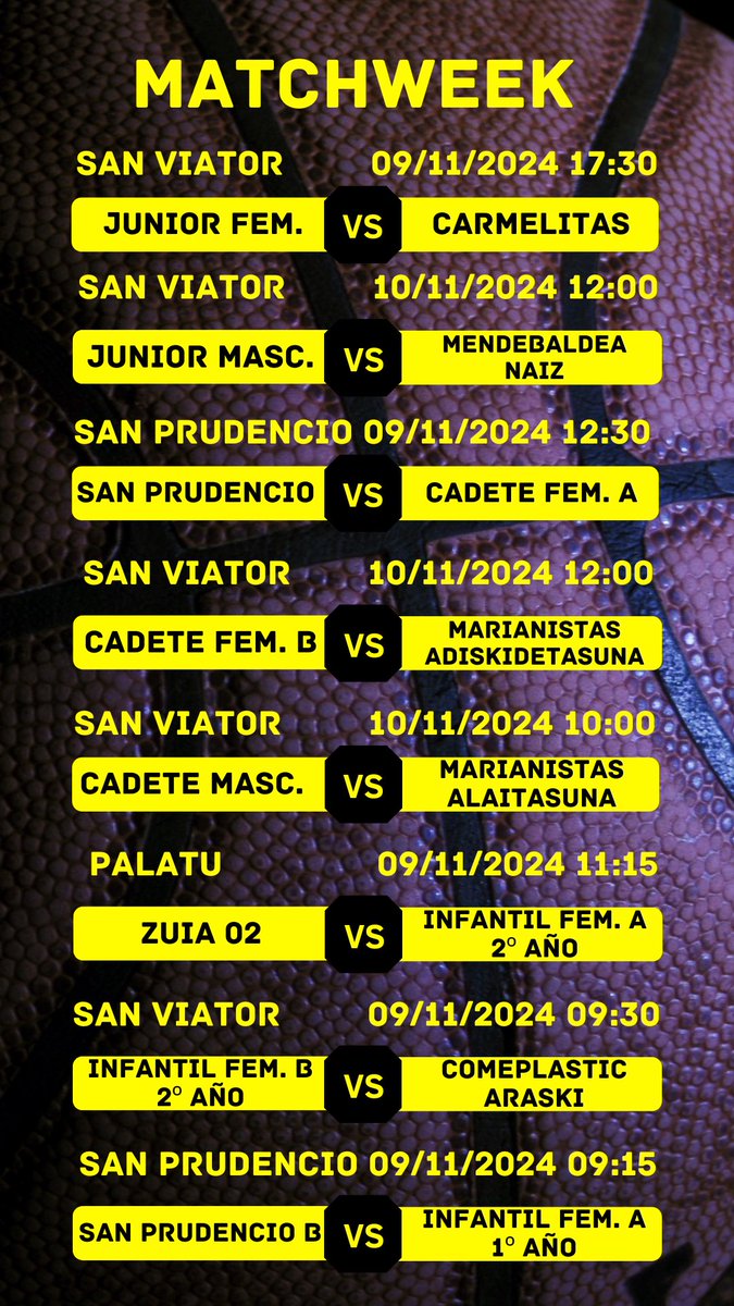 CDSanViator's tweet photo. Y los partidos de basket, tenemos una jornada llena de partidos.
#batbihiru🍋🍋🍋 https://t.co/YuAGecORwB