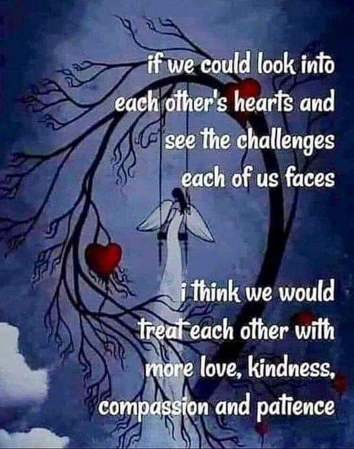 kindnessavenue's tweet photo. If we could look into each other's hearts and see the challenges each of us faces, I think we would treat each other with more love, kindness, compassion and patience. #WalkAMileInMyShoes #Compassion #PersonalChallenges https://t.co/FKiXb7QTcO