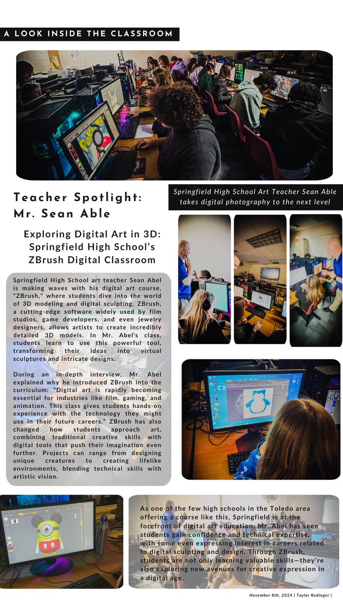 🎨✨ Exploring Digital Art in 3D: Springfield High School art teacher Sean Abel is inspiring students with ZBrush, a powerful tool for digital sculpting and 3D modeling. From lifelike creatures to intricate designs, students are diving into the future of art and tech.