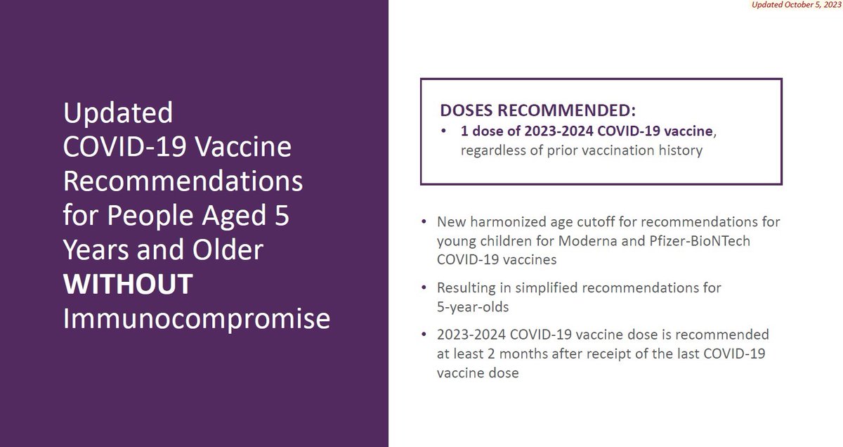 Updated COVID-19 Vaccine recommendations for people age 5 years and other without any immunocompromise