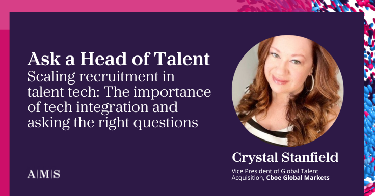 Crystal Stanfield of <a href="/CBOE/">Cboe</a> shares her take on AI and tech, TA challenges, TA tech systems and the TA model of the future: app.getamsverified.com/article/scalin… #Talent #AI