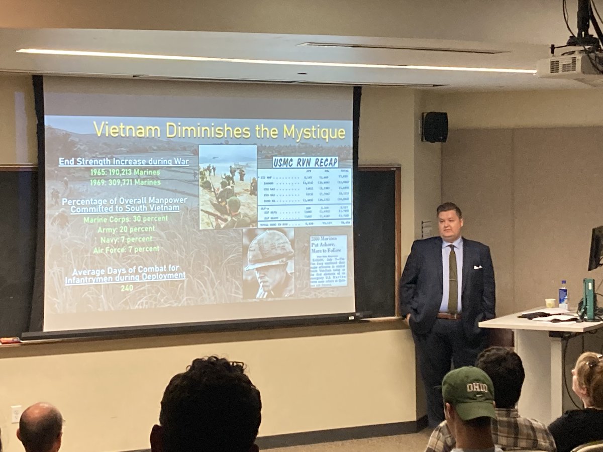OUConHist's tweet photo. A big thank you to CHI alum Seth Givens for his excellent CHI speaker series talk yesterday on "The Marine Corps and the Long Shadow of Vietnam, 1965-2020," as well as his and fellow CHI alum Adam Givens's seminar with the History Department's graduate students. https://t.co/KEcrE6rvgG