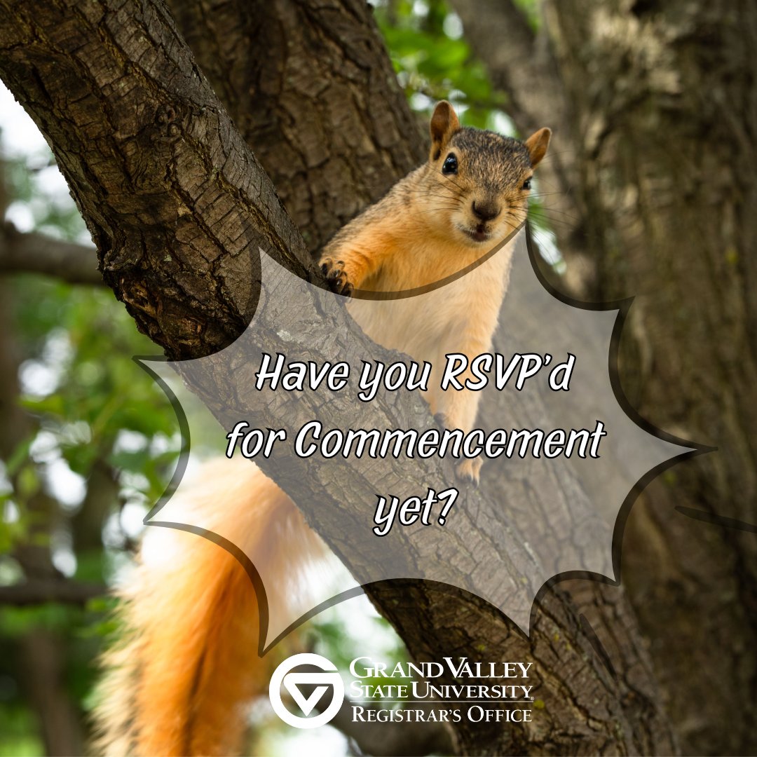 The deadline to RSVP to attend the Fall 2024 Commencement Ceremony is Sunday, November 10th!

Also, the deadline to purchase your graduation regalia from the #GVSU Lakerstore is November 16th!

#GVSU #GVReg #LakerforLife #LakerForALifetime