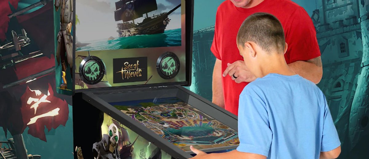 A new Sea of Thieves digital pinball machine will be available for pre-order on Monday from AtGames. This cabinet will also be able to run the "Rare Pinball" update in December for their entire Legends product line!

dkvine.com/?p=news_body&p…