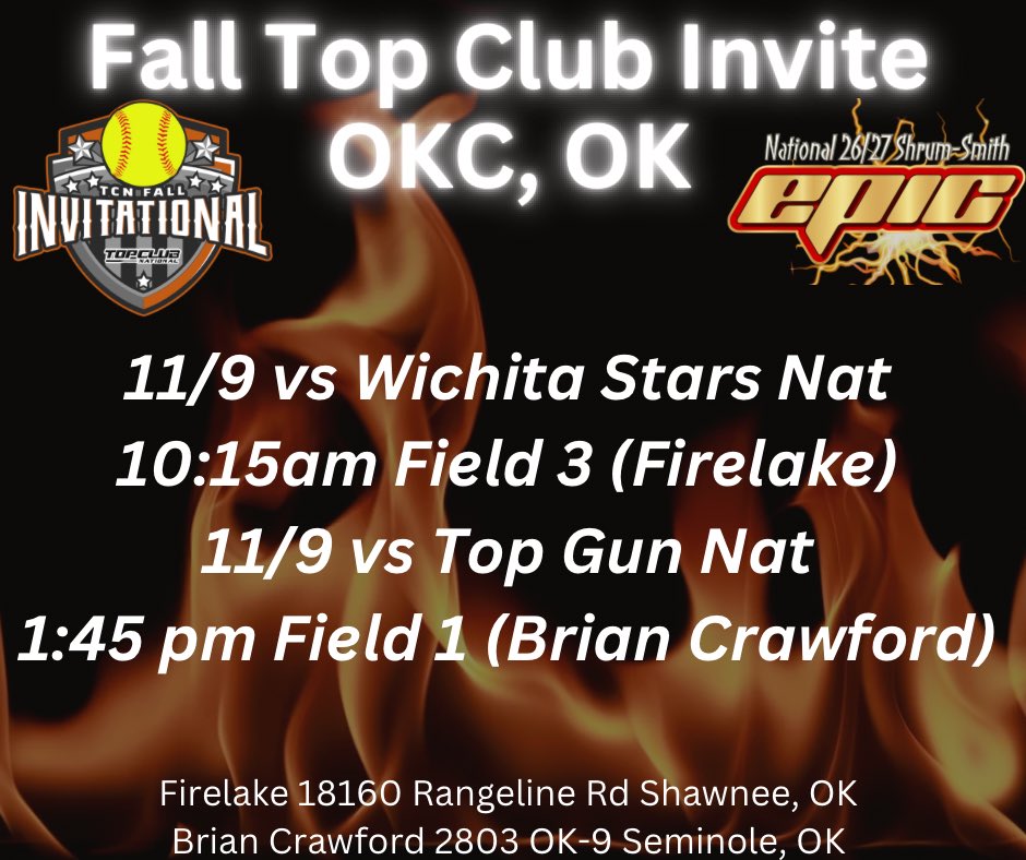 Back in Oklahoma this weekend! Firelake at 10:15, BCM at 1:45