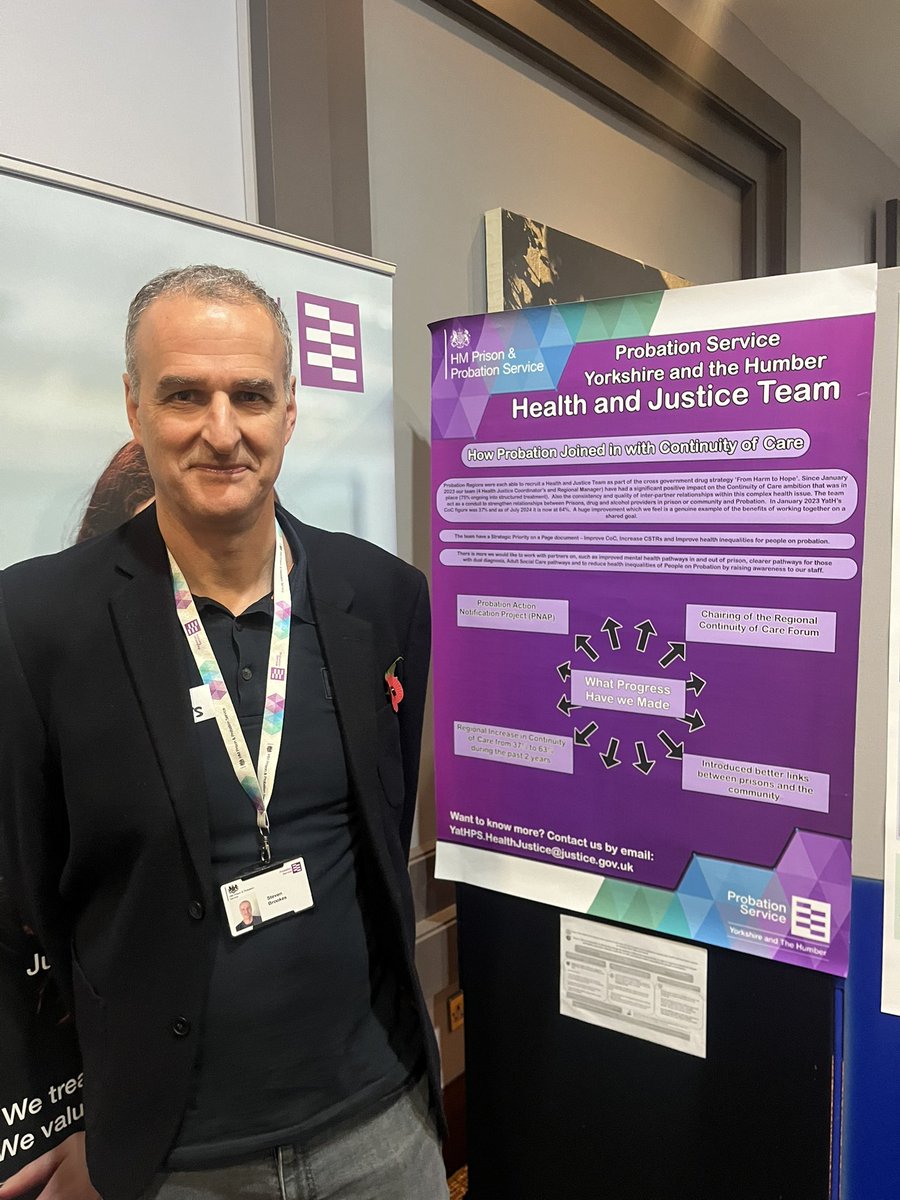 PSYatH_CIT's tweet photo. What a great day at the @YHADPH conference, brilliant to share our poster on shared work with partners on continuity of care. Met and talked with others about people on probation as an #inclusionhealth group. Excited with what we can do together #YHSLIConf2024 https://t.co/qo4I3rqbdI