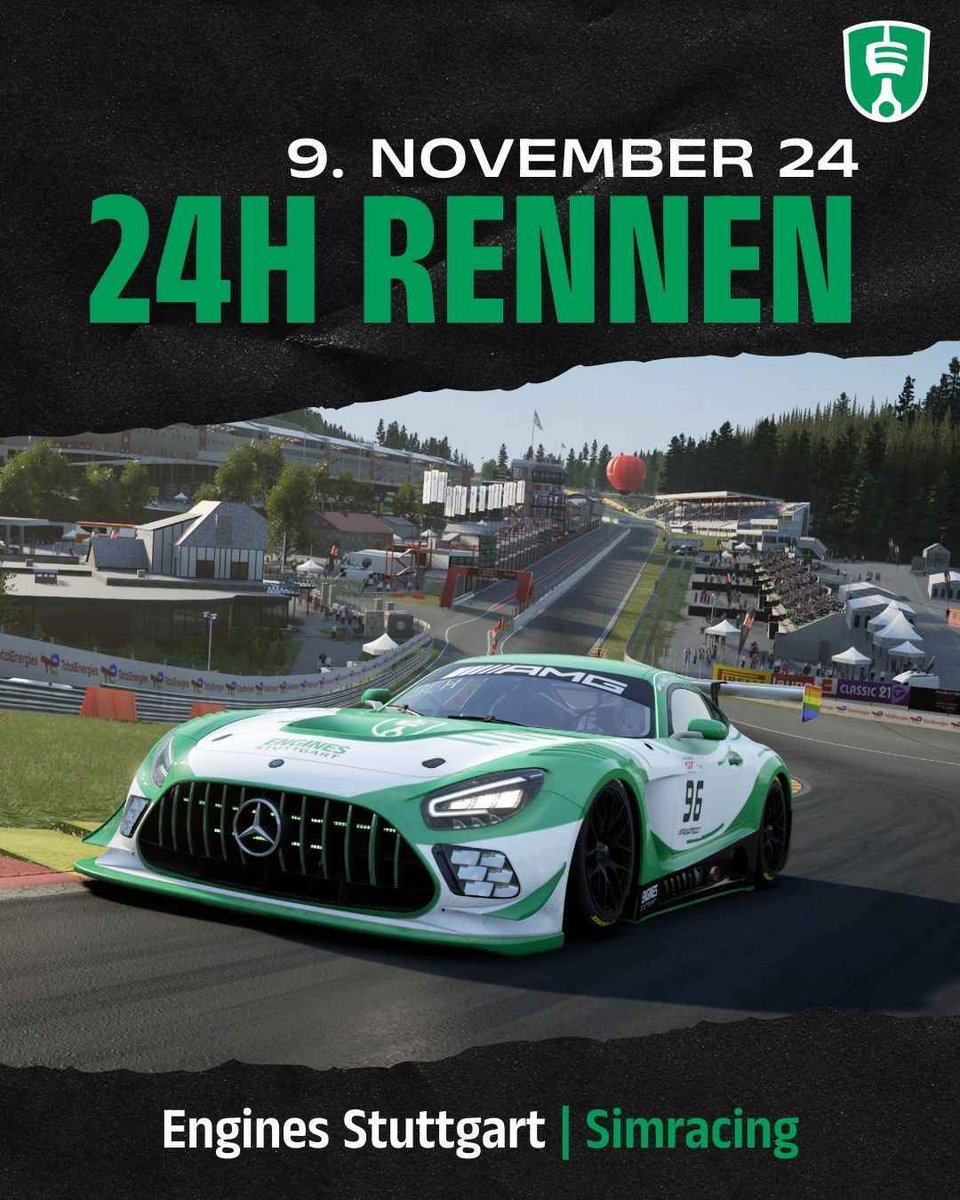 Unser Endurance Team geht am 09.11.2024 im 24h-Rennen auf der legendären Spa-Strecke an den Start! 🏎️💨 Adrian, Bjarne und Oskar pushen ihre Autos durch Tag und Nacht. Verpasst nicht den Stream: 11:30 Uhr auf Twitch! 🦾💚 
#Engines