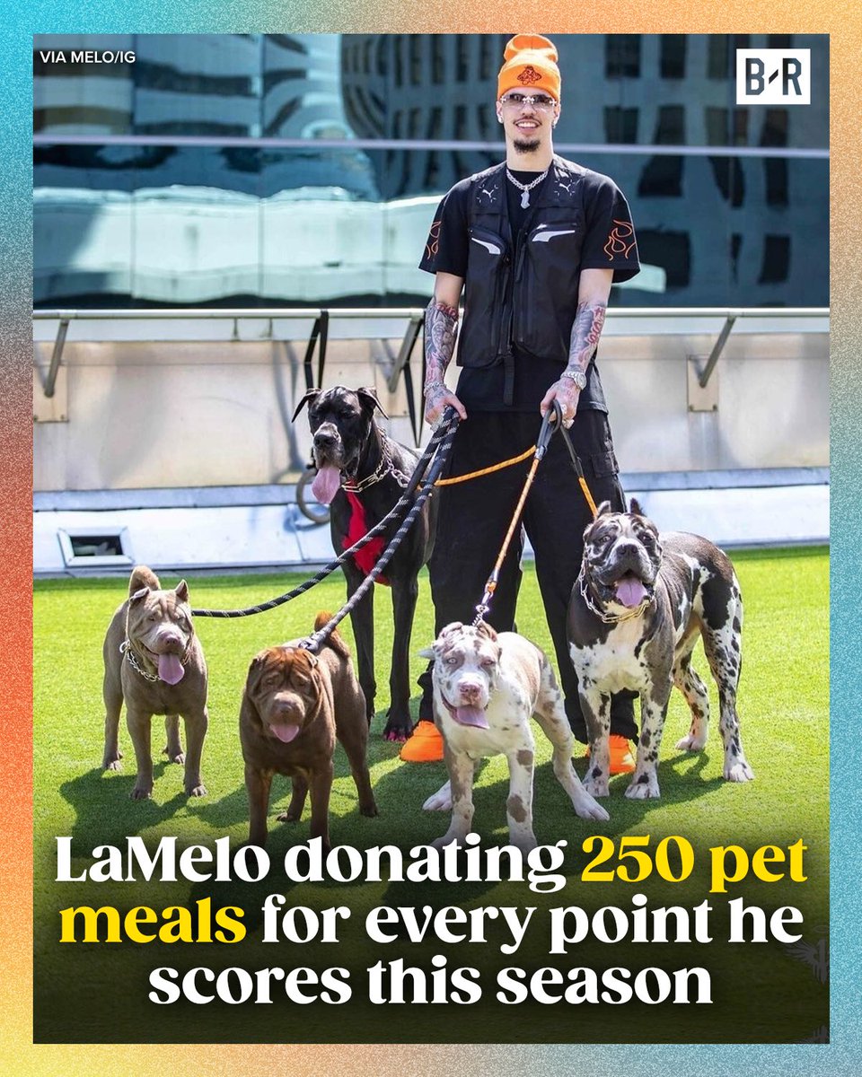 For  every point that LaMelo scores in 2024-25 season, 250 meals will be delivered to pets in historically marginalized communities around the country 👏

(via <a href="/MELOD1P/">Melo</a>)