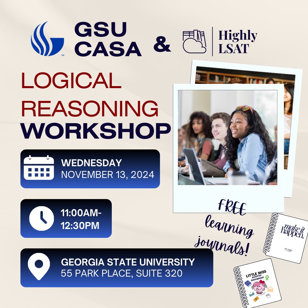 Highly_LSAT's tweet image. Join me at my alma mater on Wednesday! You’ll learn key concepts AND snag a free learning journal plus a Logical Reasoning workbook. #lsat #lsatsuccess #lsatsuccessstory #lawschooladmissions #admissionsjourney #lawschooladmissionsjourney #lsattutor #lsatinstructor #lsatteacher