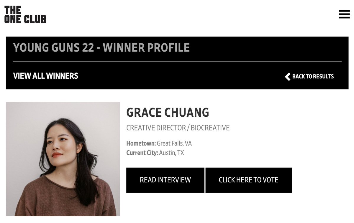 It’s been a weird week. But one favor to ask that’s a hopefully little more exciting…I was named as one of the top creatives under 30 in the world and am up for an award decided by the community! If you would like to vote for me you can do so here 🤍 oneclub.org/awards/younggu…