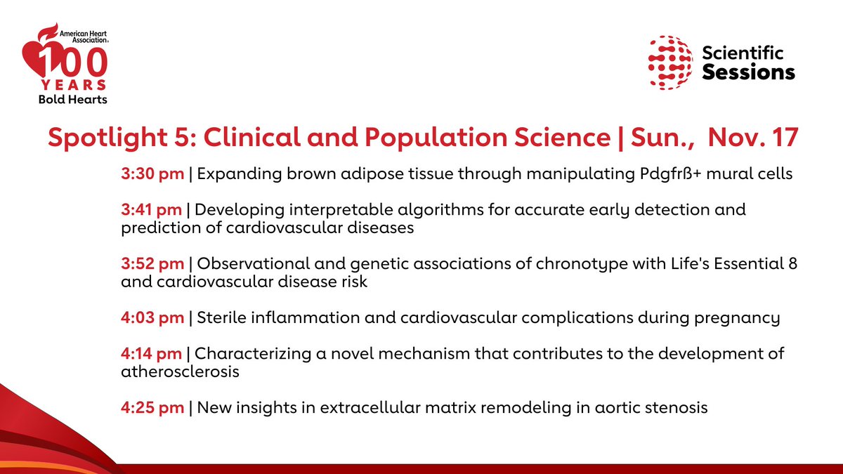 AHAScience's tweet photo. @SumitaD00265928 @LiviaStanger @yushengyeh @LingarajuAmulya @ChenChen1226680 @NMGhinaglia @RakeshPatel2083 @WuXuekun @TimothyJonesPhD @coolcs1115 @AshishToshniw14 @YunhyeKim321 6/ AHA Early Innovators Spotlight 5 - Clinical and Population Science 

@hula_nataliia @nisteinfeld @bkhache https://t.co/bImG6L5Dml