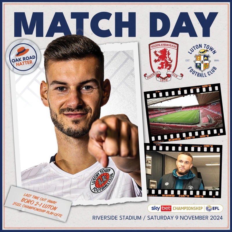OakRoadHatter's tweet photo. ๐๐ข Championship Matchday!
A long trip to Middlesbrough faces the Hatters for a Saturday lunchtime kick off...
#LTFC | #COYH | #MIDLUT | #EFL
Check out all of our match preview content by clicking below โคต๏ธ