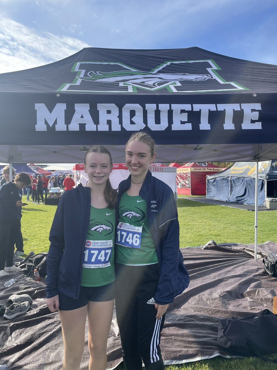 Freshman Maddie Lorber finished 110th out of 164 runners, almost tying her PR. Maleah Eggers finished 9th to earn her second All-State Award! Congrats to both.