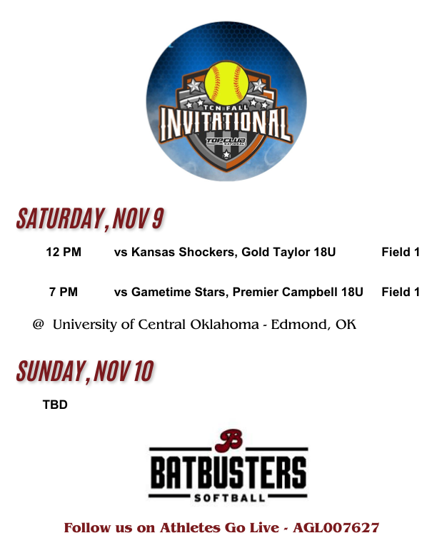 Heading to OK for the TCN Fall Invitational this weekend! <a href="/OCBatbusters_TX/">OC Batbusters Texas</a> <a href="/MeanGreenSB/">UNT Softball</a> <a href="/RodneyDeLong/">Rodney DeLong</a> <a href="/TUSBTigers/">Trinity Softball</a> <a href="/BWittenauer26/">Bailey Wittenauer</a> <a href="/TroyTrojansSB/">Troy Softball</a> <a href="/e_newellcoach/">Eric Newell</a> <a href="/NDsoftball/">Notre Dame Softball</a> <a href="/2Ganeff/">Kris Ganeff</a> <a href="/ArmyWP_Softball/">Army Softball</a>  <a href="/ACU_Softball/">ACU Softball</a> <a href="/nicholls_sb/">Nicholls Softball</a>  <a href="/CoachRonFrost/">Coach Ron</a> <a href="/UHCougarSB/">Houston Softball</a> <a href="/TarletonSB/">Tarleton State Softball</a> <a href="/UCOSoftball/">UCOSoftball</a>