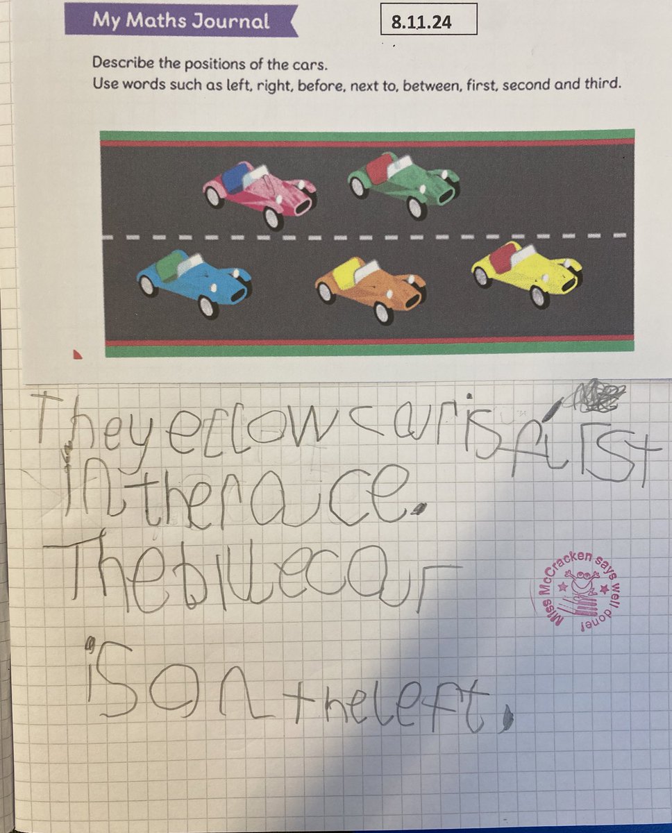 OurLadyMuswell's tweet photo. Year 1 have been learning about positional language in maths this week. Today they shared what they have learnt in their maths journals. ๐๐ #MathsNoProblem https://t.co/smhSQkR77W