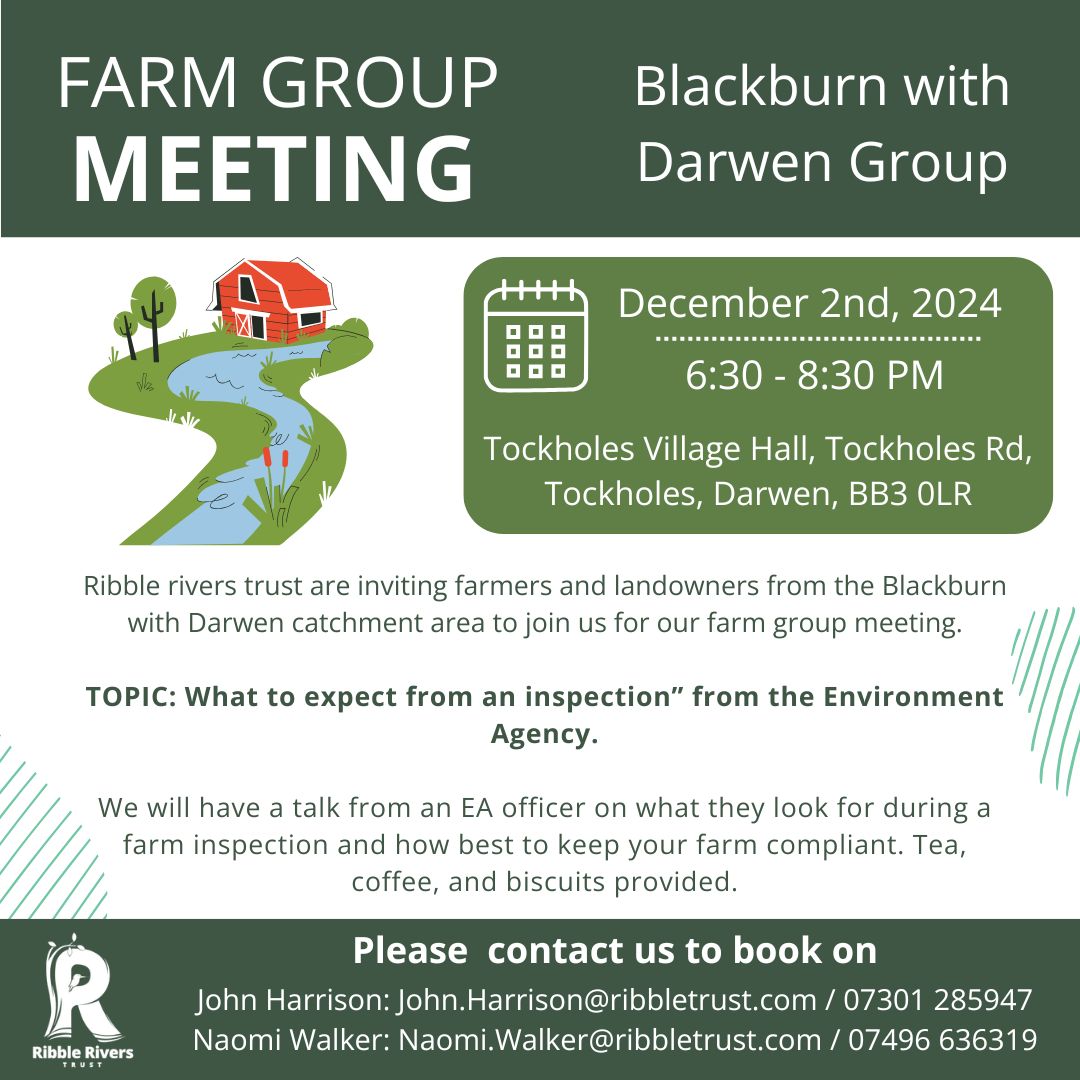 RibbleTrust's tweet photo. Calling all farmers in the Blackburn with Darwen area! ๐ฟ
Get in contact if you'd like to attend.
#FarmersMeet #BlackburnWithDarwen #FarmingCommunity #Agriculture #FarmInspections #RuralNetworking #LocalFarms #CommunityEvent #RibbleTrust #BRBNW #RibbleRiversTrust https://t.co/86pfLN2xMG