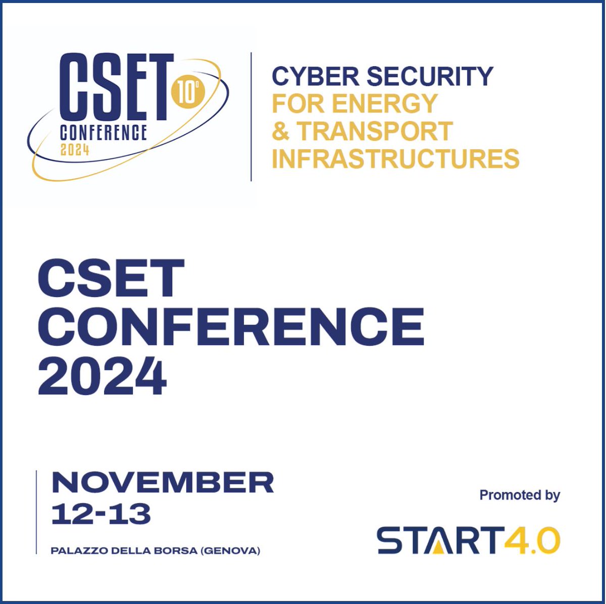 SERICS_EU's tweet image. Il 12 e 13 novembre al Palazzo della Borsa di Genova #CSET 2024, la Conferenza Internazionale sulla #Cybersecurity, organizzata dal Competence Center #Start 4.0.
Il 12 novembre l&apos;intervento di Alessandro Armando, presidente del Comitato Scientifico di @SERICS_EU.
Non mancare!