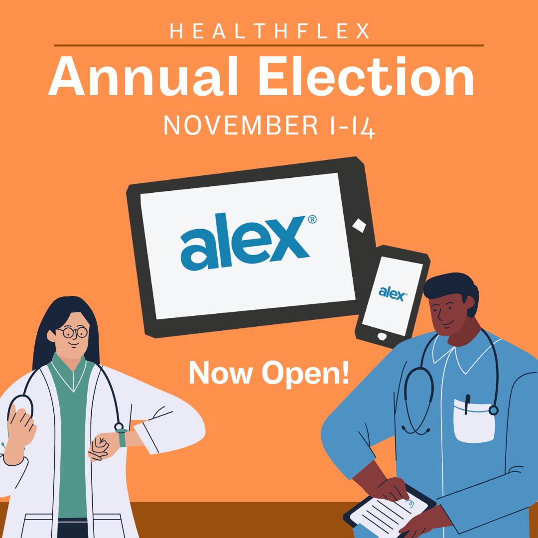 HealthFlex Annual Election is open now through Nov. 14! Log in to ow.ly/bAvf50U2IjP to find helpful resources like ALEX Benefits Counselor &amp; choose your benefits. Or visit the link below for more resources! #wellbeing #annualelection #HealthFlex 
ow.ly/GwAQ50U2IjO