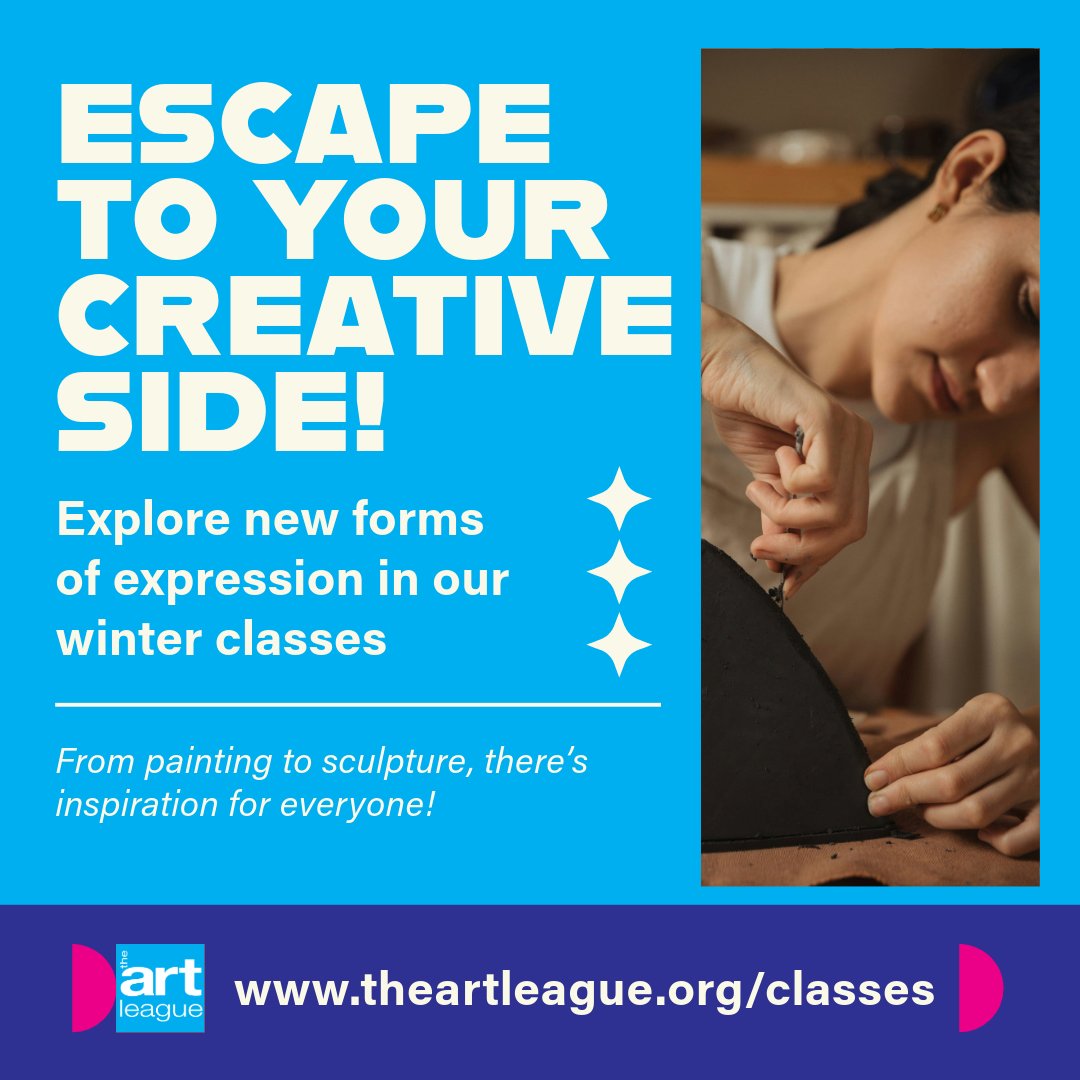 theartleague's tweet image. Registration for Winter Classes opens Monday, November 11! Check out our offerings here: ow.ly/7KIW50U2Xm1
#artclasses #makeart #getcreative #createsomethingmore #theartleague #visitALX