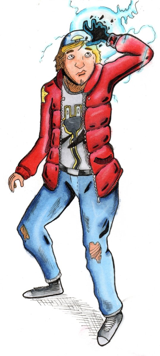 We are proud to present, Lightning Brian. Our first character. He'll always hold a special place in our hearts; he's based off of an old friend. Brian, if you're out there, we're finally doing it. We're making the comic. #LAGcomics #lilacsandgingersnaps #traditionalmedia #comics