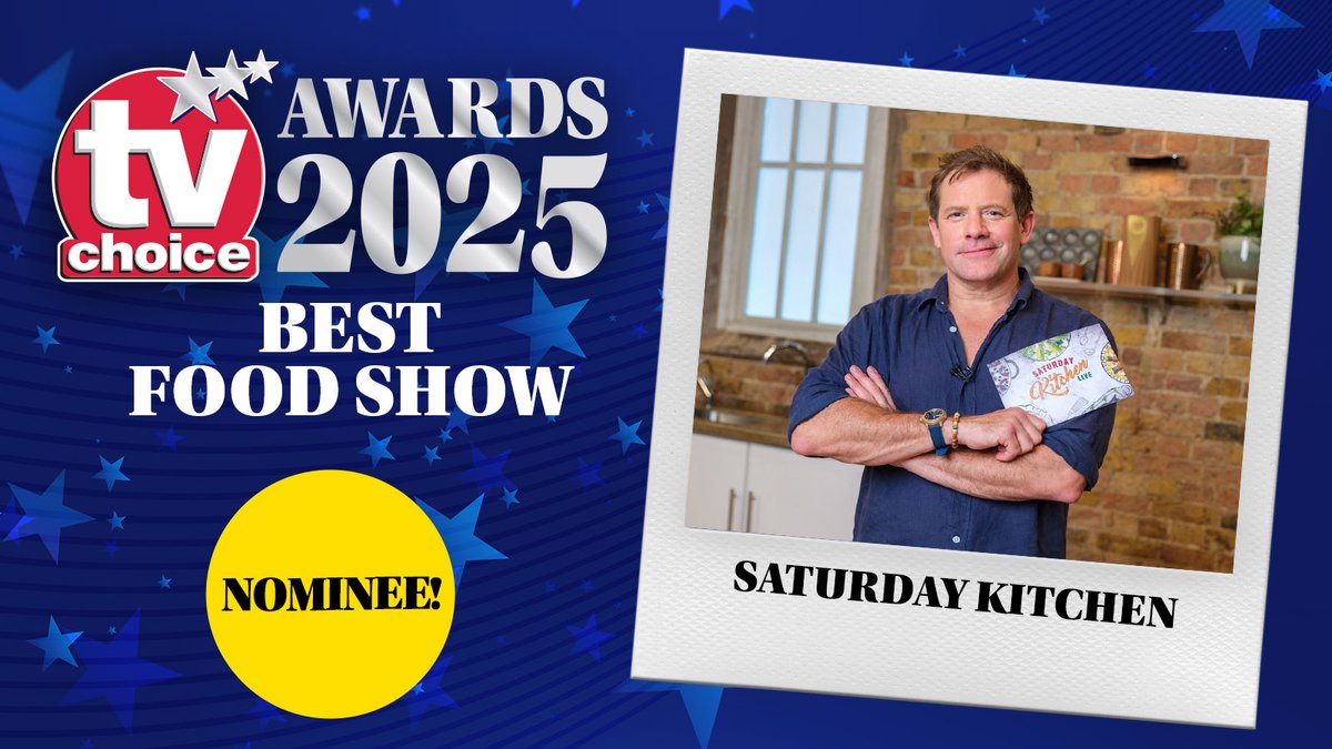 TVChoice's tweet photo. If #SaturdayKitchen gets your weekend taste buds flowing. why not vote for it in the #BestFoodShow in the 2025 #TVChoiceAwards! 🍳🏆 #Vote now at https://t.co/CdyqllsVMG @SaturdayKitchen on @BBCiPlayer! #BBC #FoodShow https://t.co/my7wxvEfzB