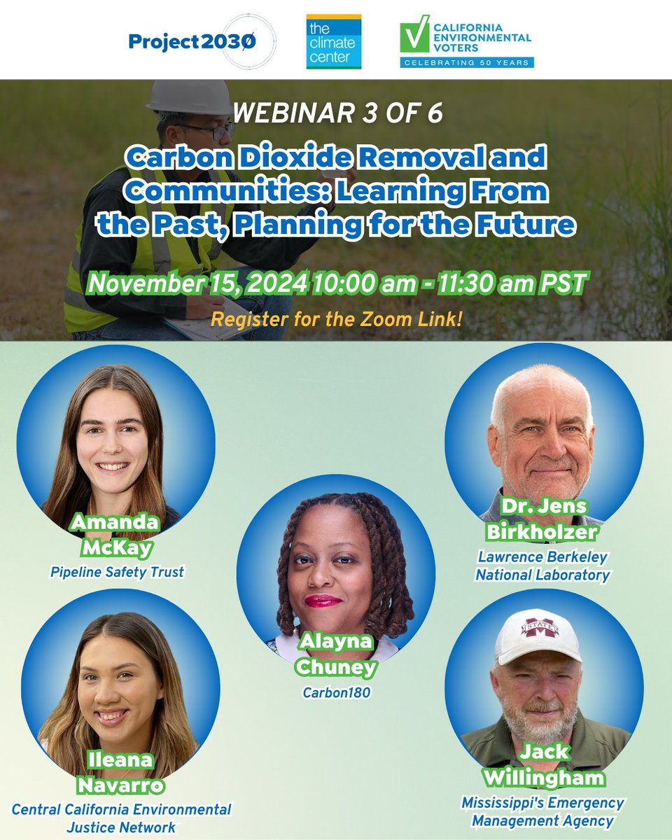 The Climate Center (@climatecampaign) on Twitter photo Join us and <a href="/EnviroVoters/">California Environmental Voters</a> on November 15 for a chat about #CarbonDioxideRemoval (CDR). We’ll address concerns about health and safety, air quality impacts, and risks with transportation and storage when using CDR. Register now: loom.ly/w0ixKeY Join us and <a href="/EnviroVoters/">California Environmental Voters</a> on November 15 for a chat about #CarbonDioxideRemoval (CDR). We’ll address concerns about health and safety, air quality impacts, and risks with transportation and storage when using CDR. Register now: loom.ly/w0ixKeY