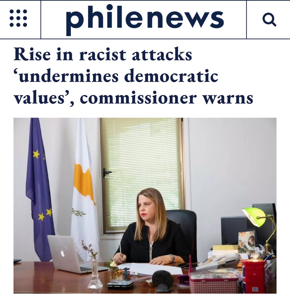 Cyprus Ombudsman (@cyombudsman) on Twitter photo .<a href="/CYOmbudsman/">Cyprus Ombudsman</a> has called for the implementation of <a href="/ECRI_CoE/">European Commission against Racism and Intolerance</a> recommendations amid rising attacks against foreign food delivery workers.Her office has initiated cooperation between authorities&civil society to combat hate crimes,working with <a href="/osce_odihr/">OSCE/ODIHR</a>
▶️ shorturl.at/lLdGY .<a href="/CYOmbudsman/">Cyprus Ombudsman</a> has called for the implementation of <a href="/ECRI_CoE/">European Commission against Racism and Intolerance</a> recommendations amid rising attacks against foreign food delivery workers.Her office has initiated cooperation between authorities&civil society to combat hate crimes,working with <a href="/osce_odihr/">OSCE/ODIHR</a>
▶️ shorturl.at/lLdGY