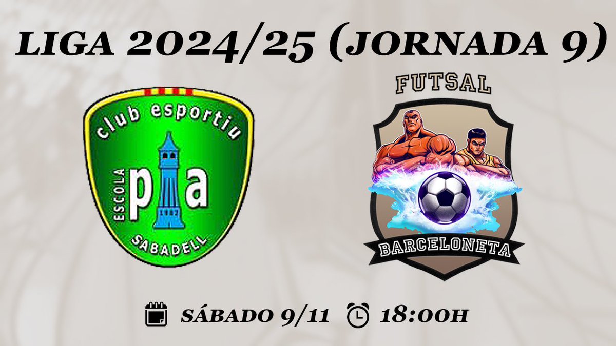Barceloneta Futsal Club Esportiu (@barcelonetasala) on Twitter photo Esto no para, a por la Jornada 9️⃣
Vamos Barceloneta!💪🖤🤍
🆚 <a href="/FutsalPia/">Futsal Pia Sabadell</a>
🕕 Sábado 9 de noviembre 18h
#vamosbarceloneta #barceloneta #2bgrupo3futsal #futsal Esto no para, a por la Jornada 9️⃣
Vamos Barceloneta!💪🖤🤍
🆚 <a href="/FutsalPia/">Futsal Pia Sabadell</a>
🕕 Sábado 9 de noviembre 18h
#vamosbarceloneta #barceloneta #2bgrupo3futsal #futsal