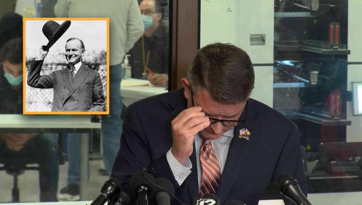 TheBabylonBee's tweet photo. Arizona Announces They Have Finished Counting And Calvin Coolidge Has Won Their 3 Electoral Votes https://t.co/Krubw5nFPY https://t.co/1DPYMb4pkf