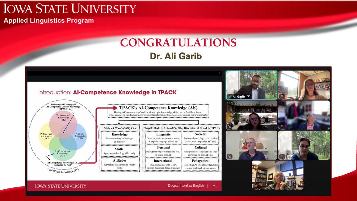 🎉 Congrats to Dr. Ali Garib! 🎓

We’re thrilled to announce that Ali Garib has successfully defended his dissertation: Technology-assisted project-based language learning: Exploring EFL teachers’ perceptions, knowledge, and experiences in Iran, Libya, Syria, Tunisia, and Yemen.