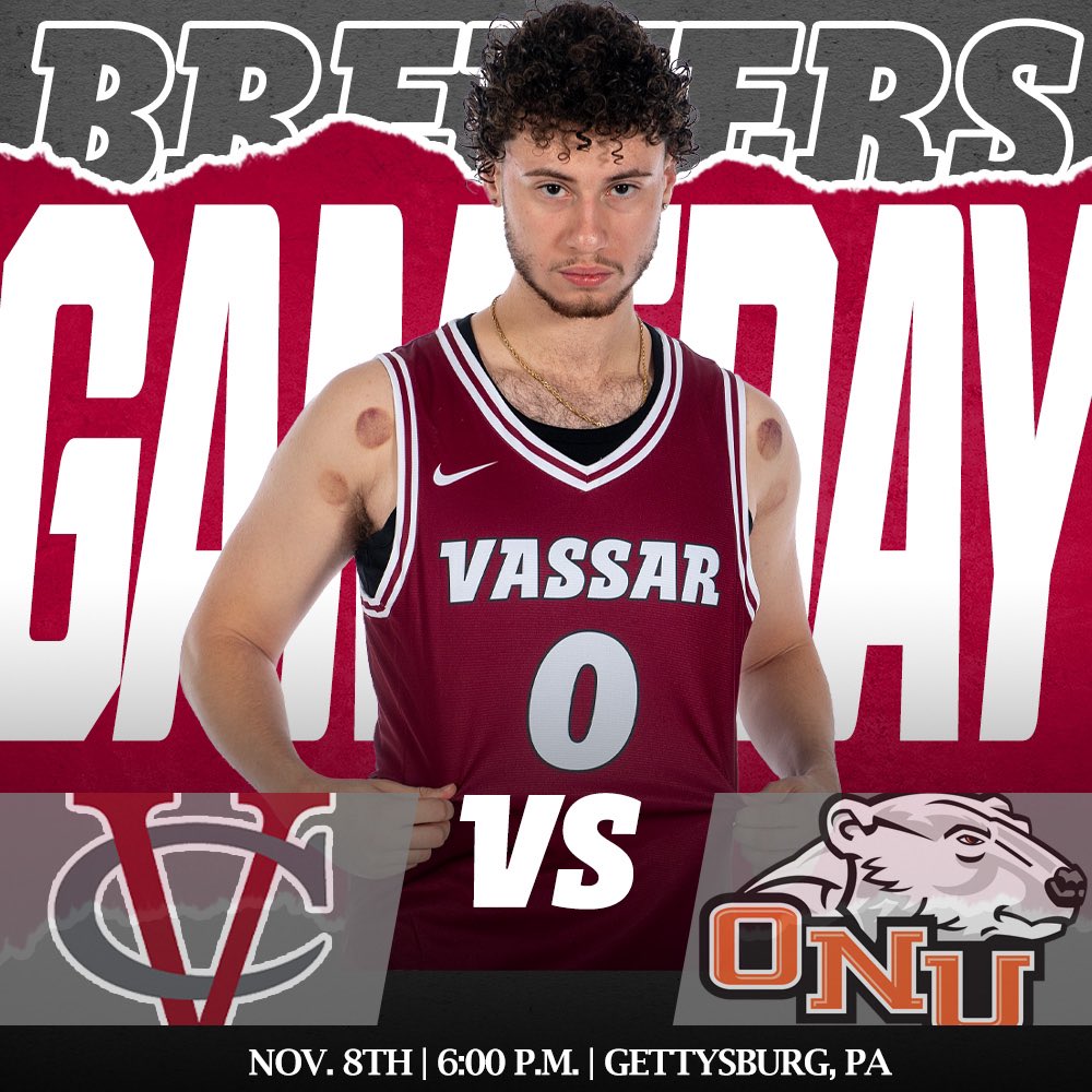 VassarAthletics's tweet photo. It’s Hoops Season 💥
@VassarMBB heads to the Gettysburg Tip-Off Tournament this weekend to open the season as they take on Ohio Northern at 6:00 pm!
Watch - https://t.co/Ajx45kVNZi
#BrewersPride #LetsGoVC https://t.co/KpVcDUuJEr