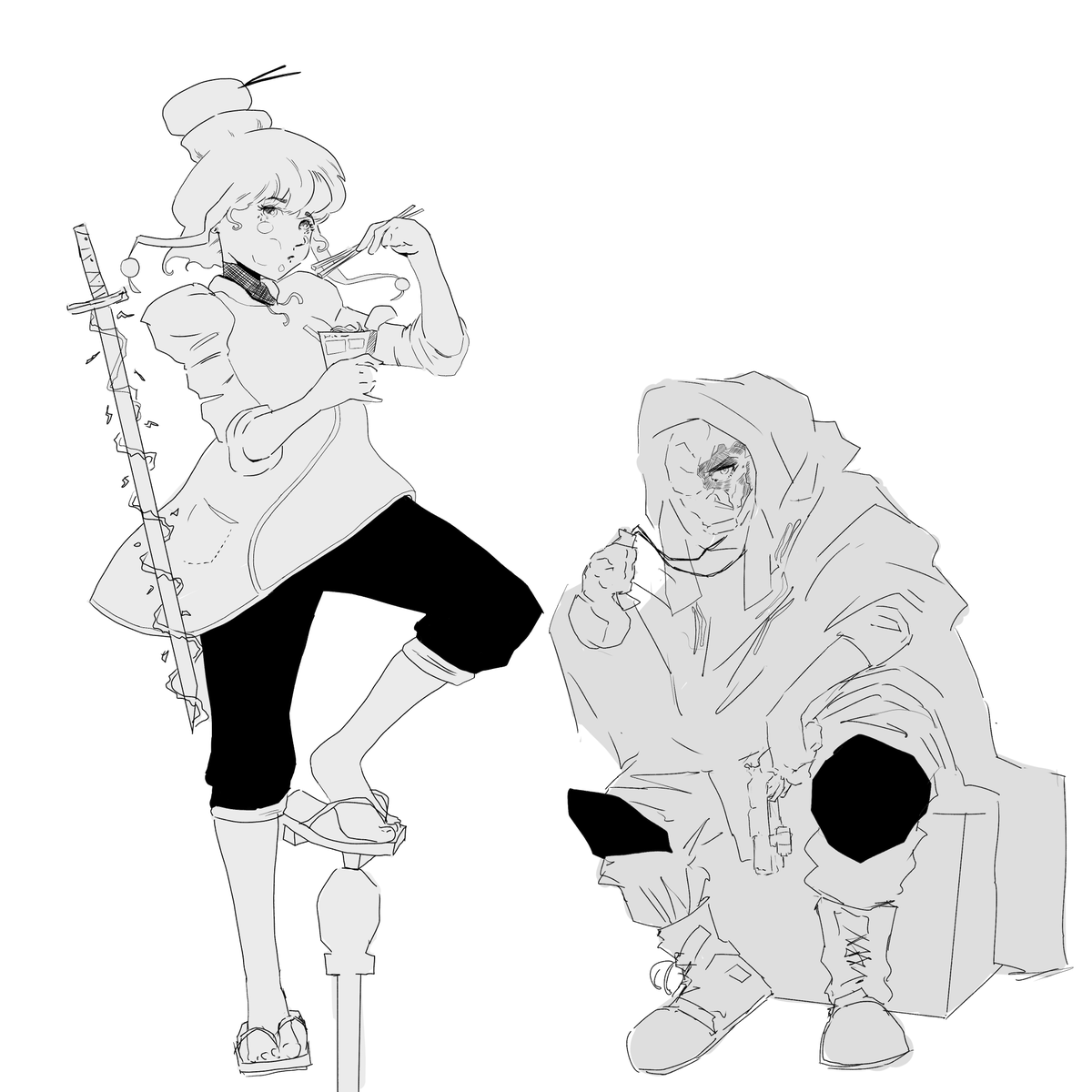 Dat_Indie's tweet photo. @ShotgunAnaconda @VelocityNoodle #drawing #indie #gamedev #art #sketch https://t.co/v7y03rh317
