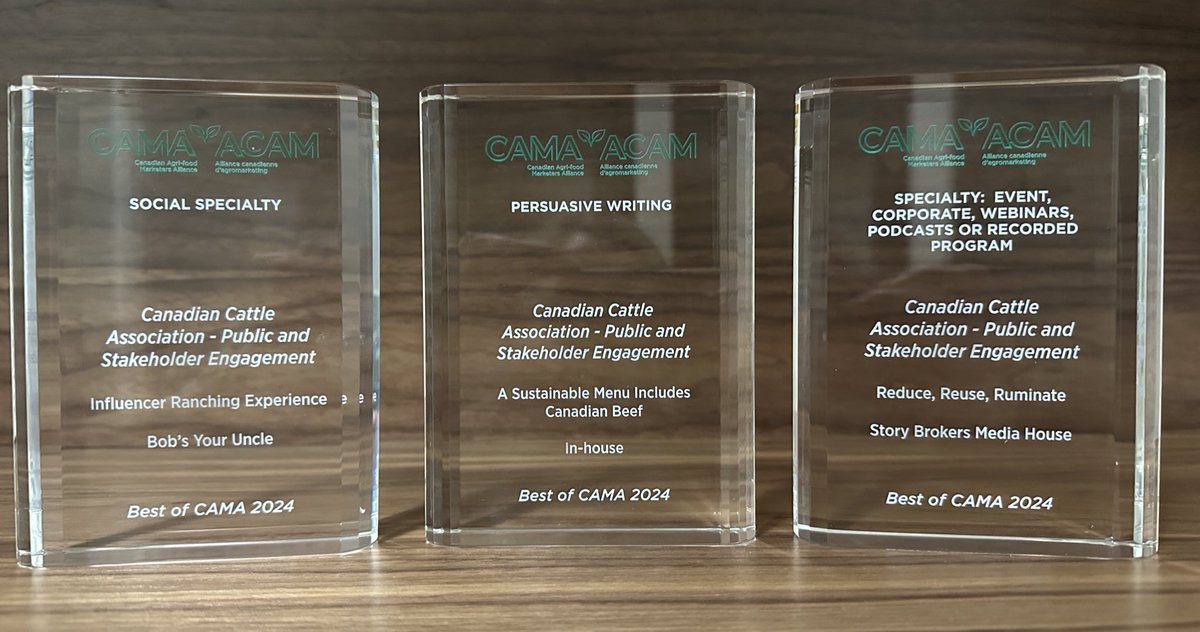 It was a BIG night at #BOC2024 for <a href="/CanCattle/">Canadian Cattle Association</a>’s PSE team, led by <a href="/apeckerpeck/">Amie Peck</a> . 

Our small but mighty crew (including <a href="/jenna_sarich/">Jenna Sarich</a> and <a href="/emma__cross/">Emma Cross</a> and myself) took home 3 wins! 🎉💥