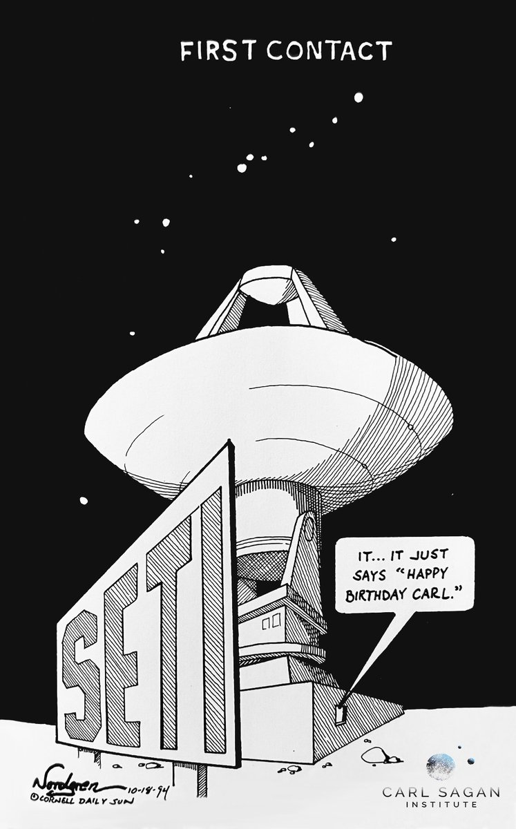 TOMORROW is Carl Sagan’s birthday! Catch the celebration livestream at tinyurl.com/2bf7ena4.

Thank you to Dr. Tyler Nordgren of Space Art Travel Bureau for this comic of Carl Sagan’s 60th birthday!