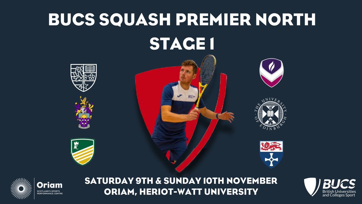We are getting ready to host BUCS Squash Premier North Stage 1 this weekend, featuring our Heriot Watt Men's 1s🤩 

Follow all the court 1 action on our livestream starting tomorrow: buff.ly/3ULYzHQ