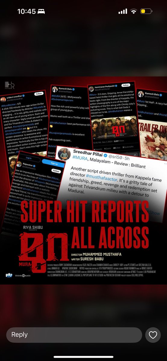 WhatTheFuss_'s tweet photo. #Mura is getting good reception from the audience for the raw content it delivers.

Reviewers have rated the movie so highly.

➡️ https://t.co/EQAgA6cHBw

➡️ https://t.co/ABDP589xco

@hridhuharoon #SurajVenjaramoodu #MuhammadMusthafa https://t.co/qAdGs6bm4P