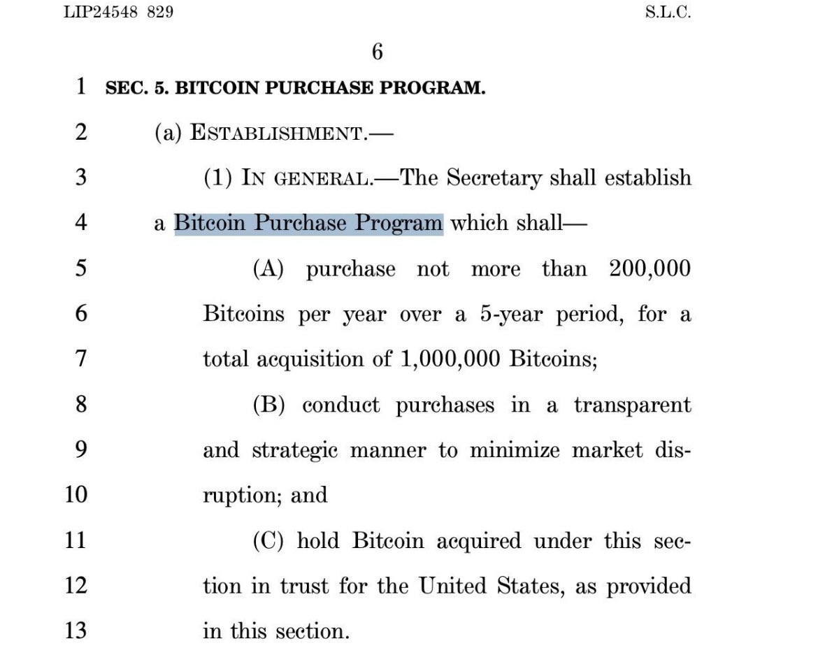 The US Government is about to put a 200,000 #Bitcoin yearly buy order into  the market. This is supposedly valued at $14 billion annual or $57.4  million of daily purchasing.
